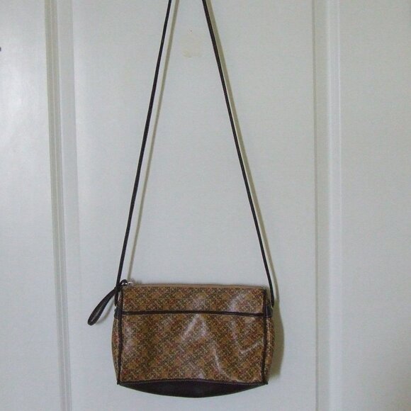 Liz Claiborne purse cross body vintage 1980s LC logo hand bag vinyl cloth vegan - Picture 4 of 11